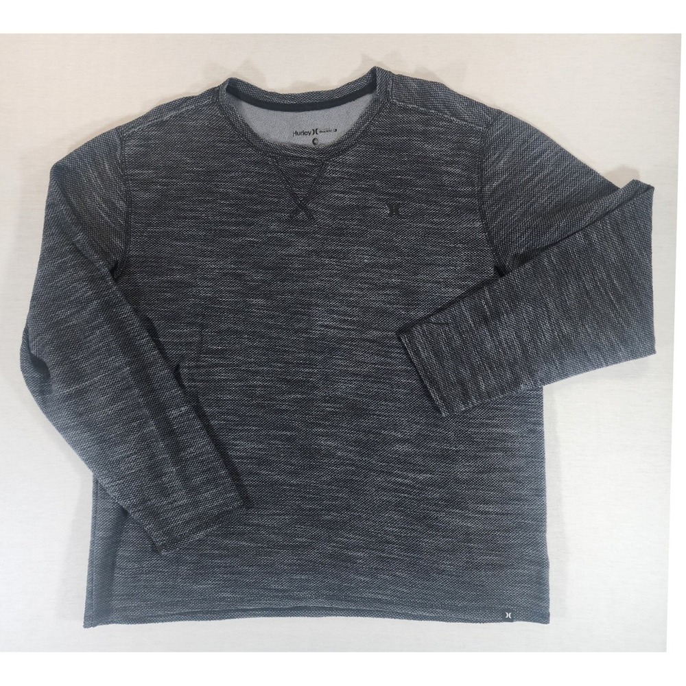 Hurley BKE Buckle Pullover Mens XL Crew Neck Black Gray Textured Long Sleeve‎